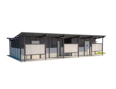 Whitehaven Medium Multi Amenity Toilet Building with Basalt and Shale Grey colour scheme
